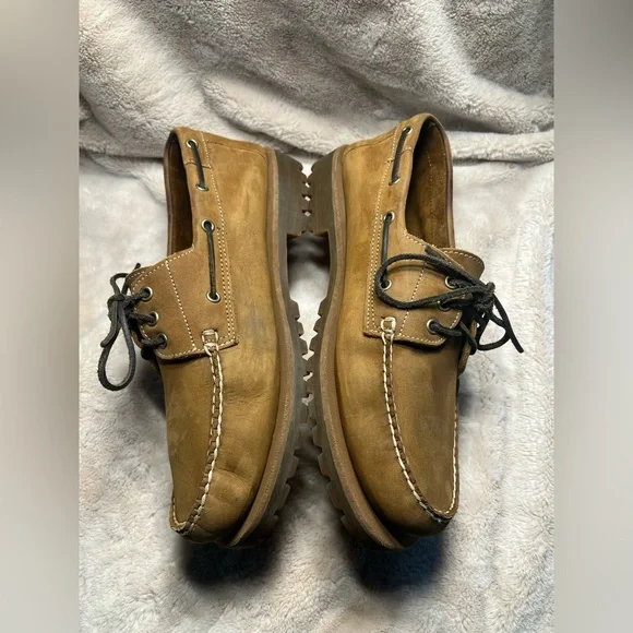 Cabela's Brown Leather Slip-On Moc Boat Loafer Shoes Men's US 13 - Picture 2 of 7